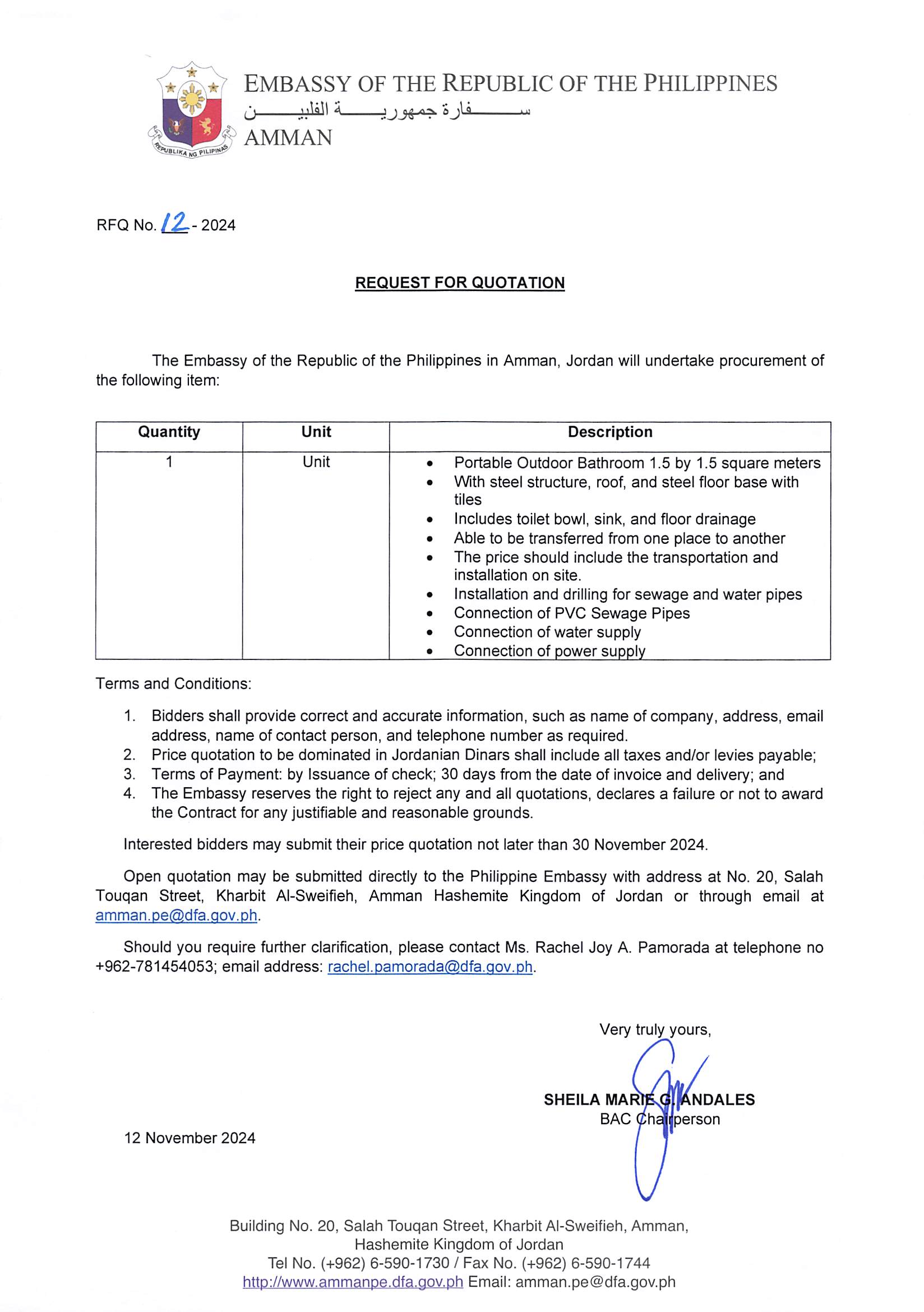 RFQ 12 2024 Procurement of Portable Outdoor Bathroom1