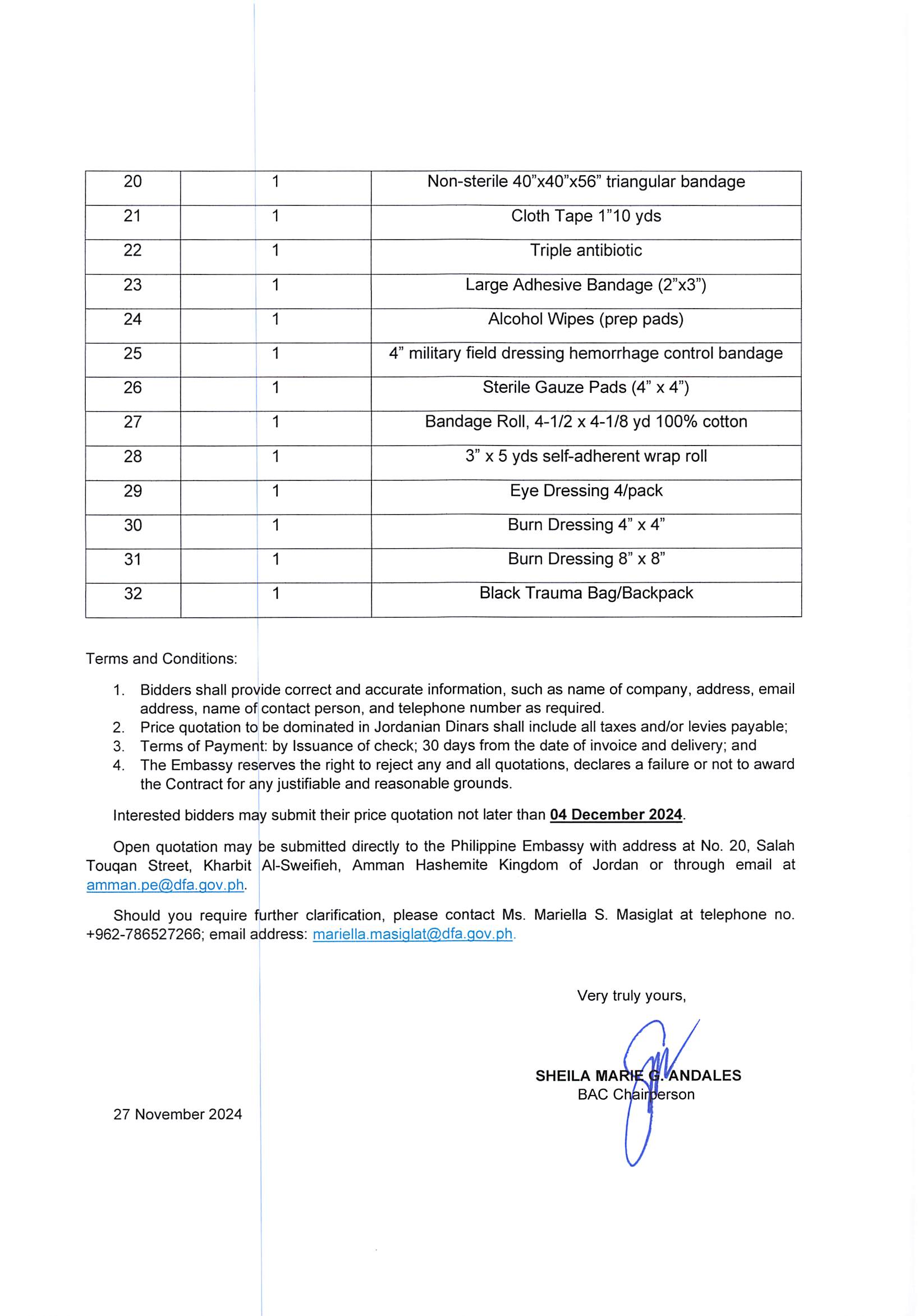 RFQ 16 2024 First Aid Trauma Kit2