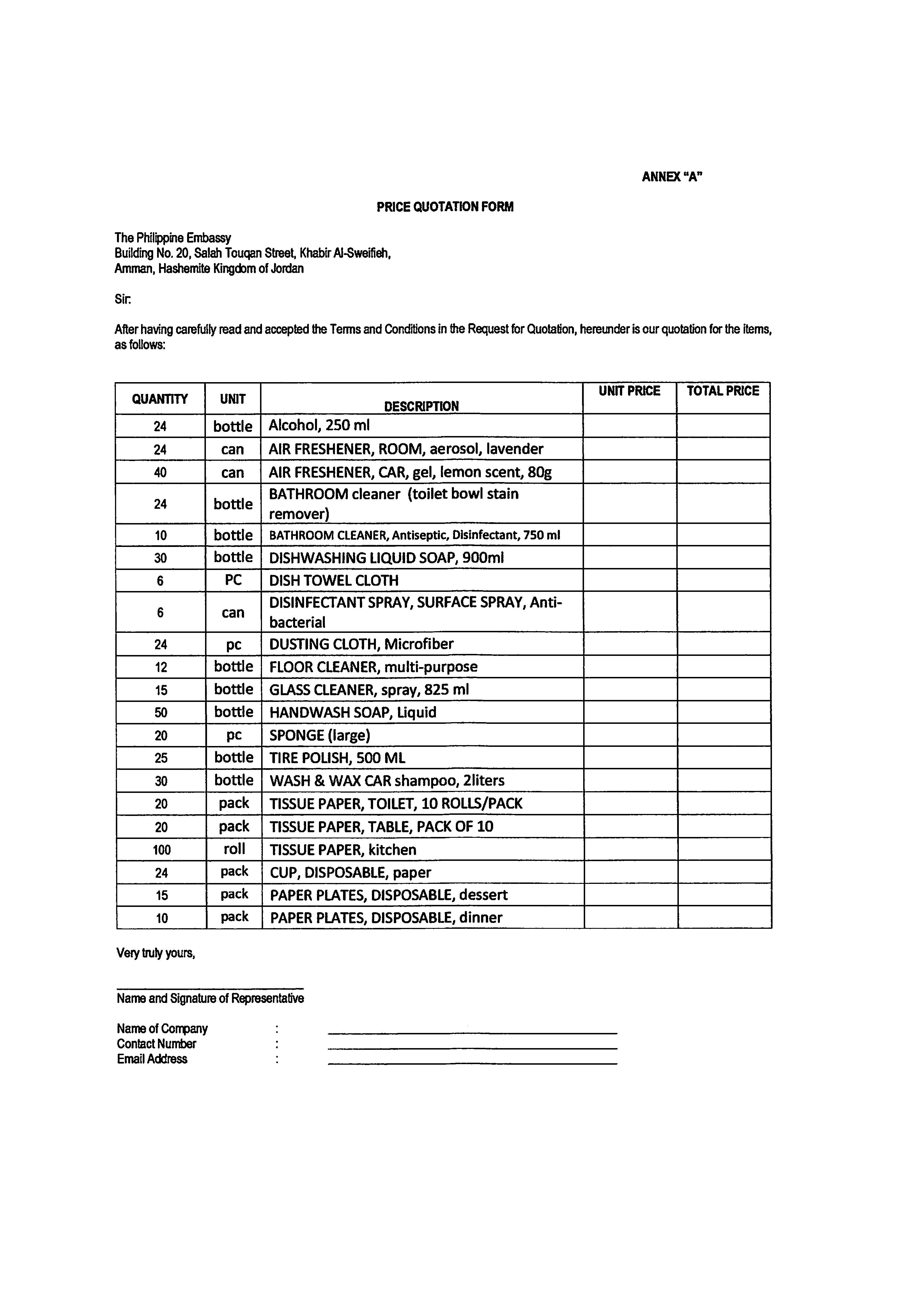 RFQ 19 2024 Procurement of Various Cleaning Supplies and Materials Page 2