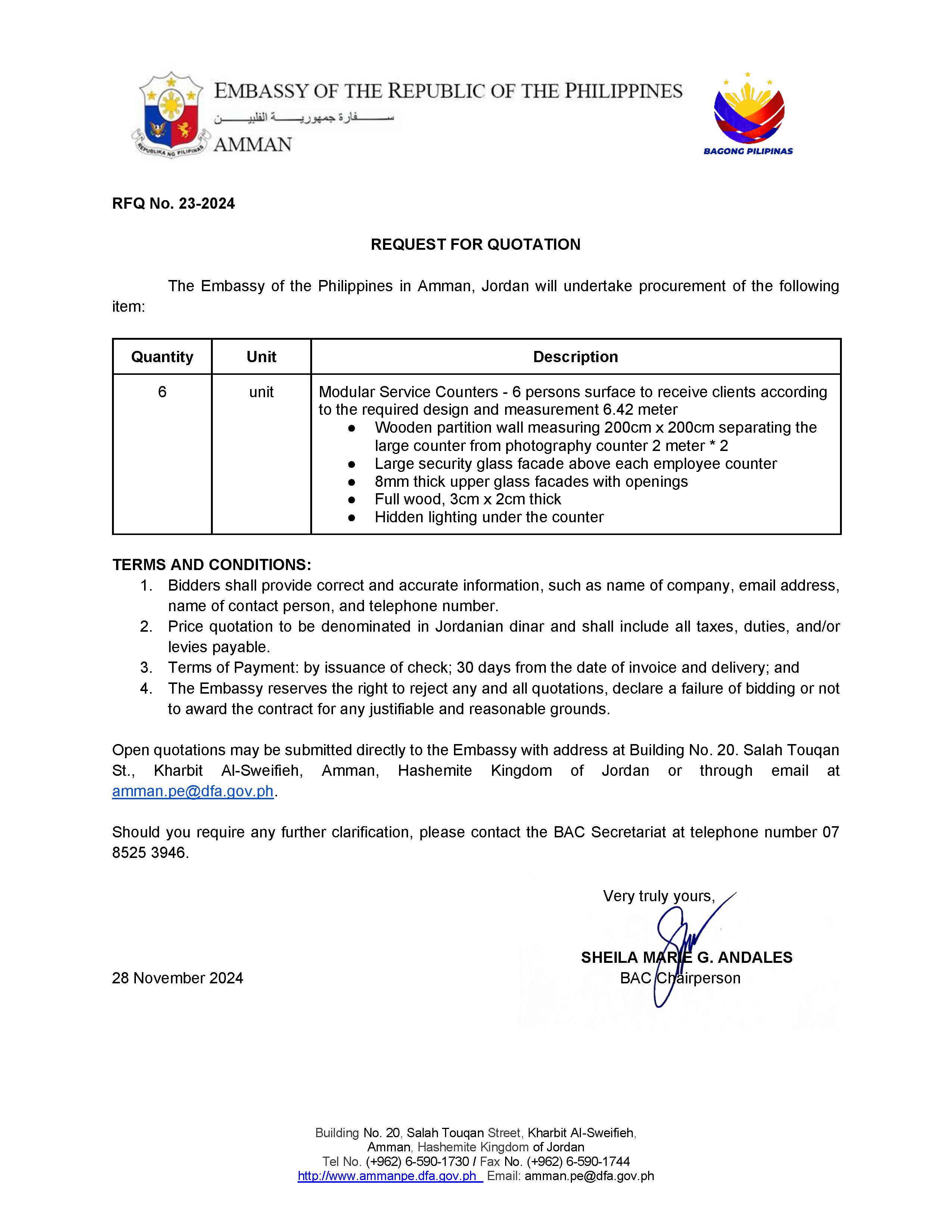 RFQ 23 2024 Consular Counter