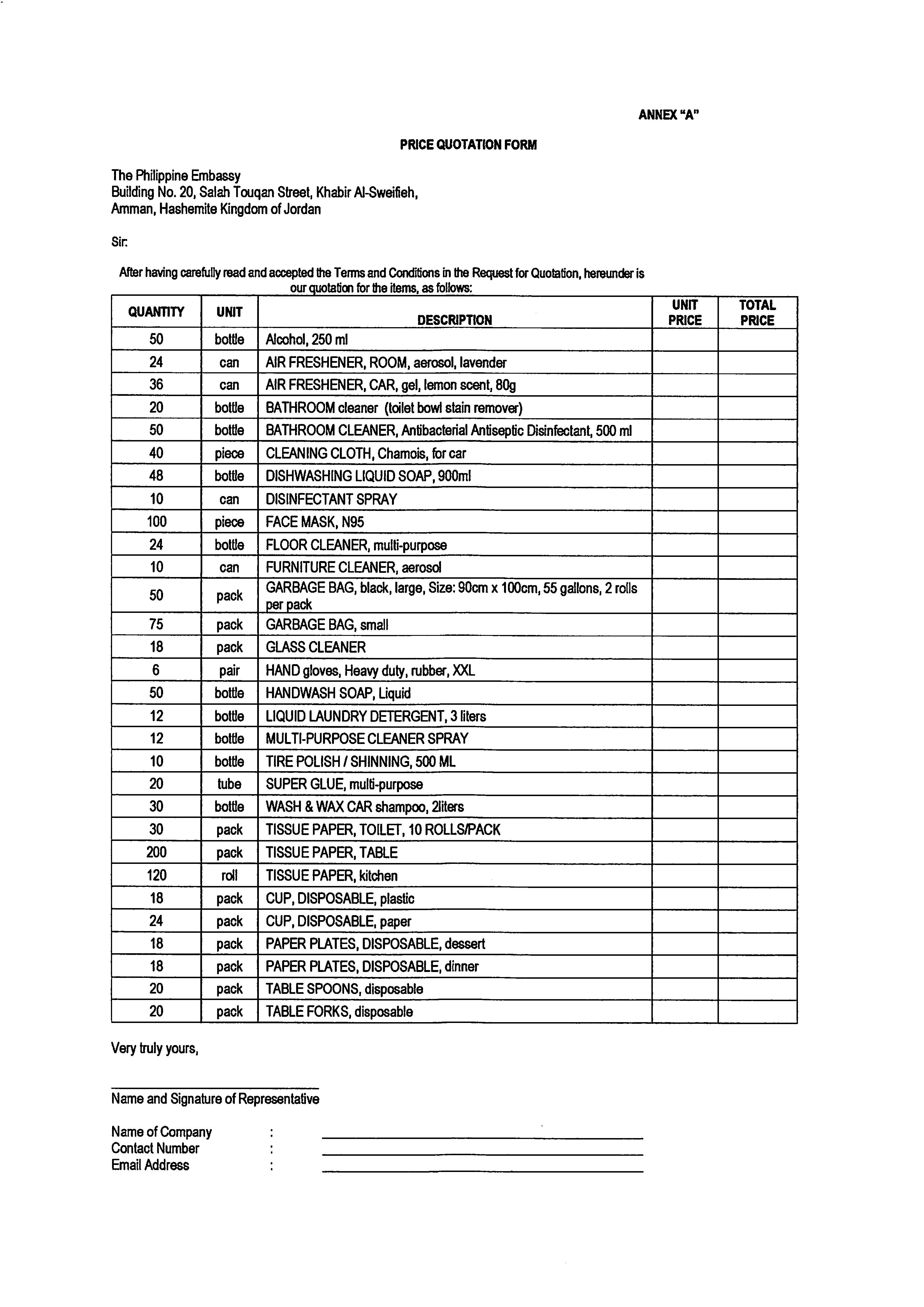 Request for Quotation No. 05 Procurements of Supplies and Materials Page 1 2