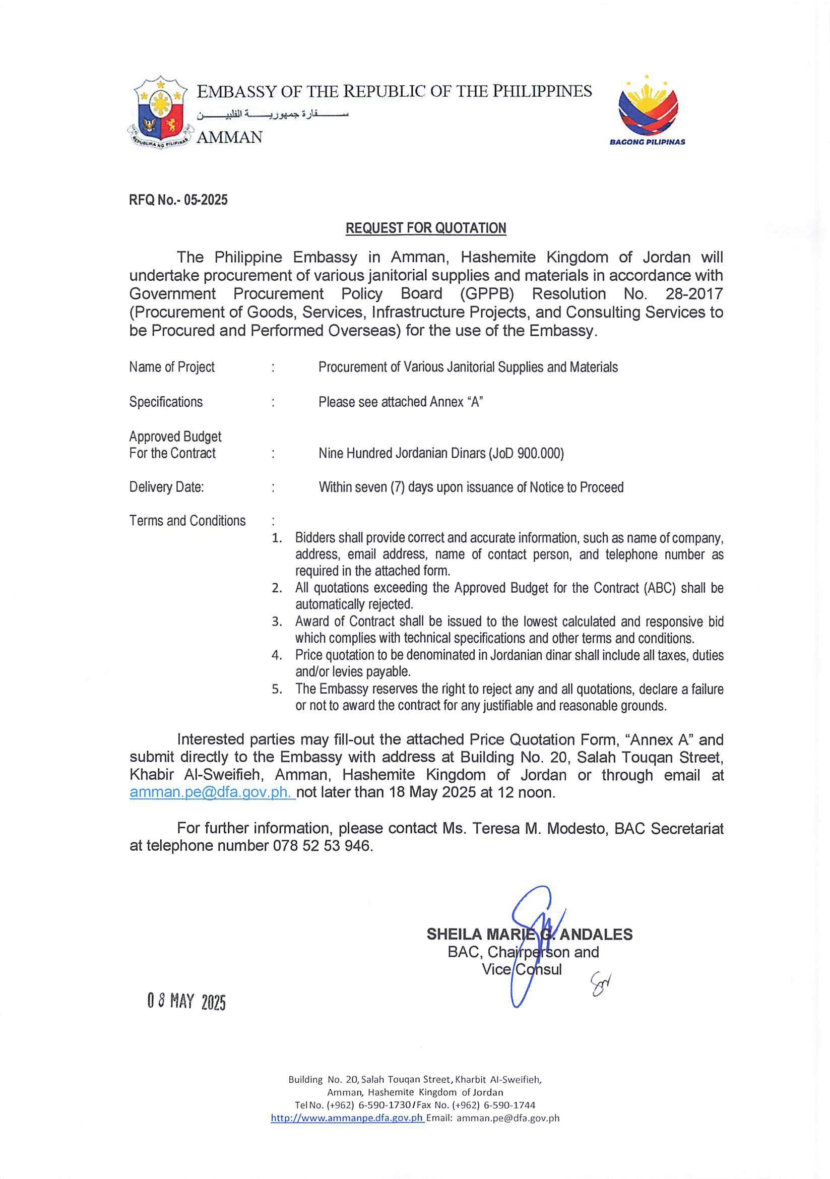 Request for Quotation No. 5 Procurements of Various Supplies and Materials Page 1