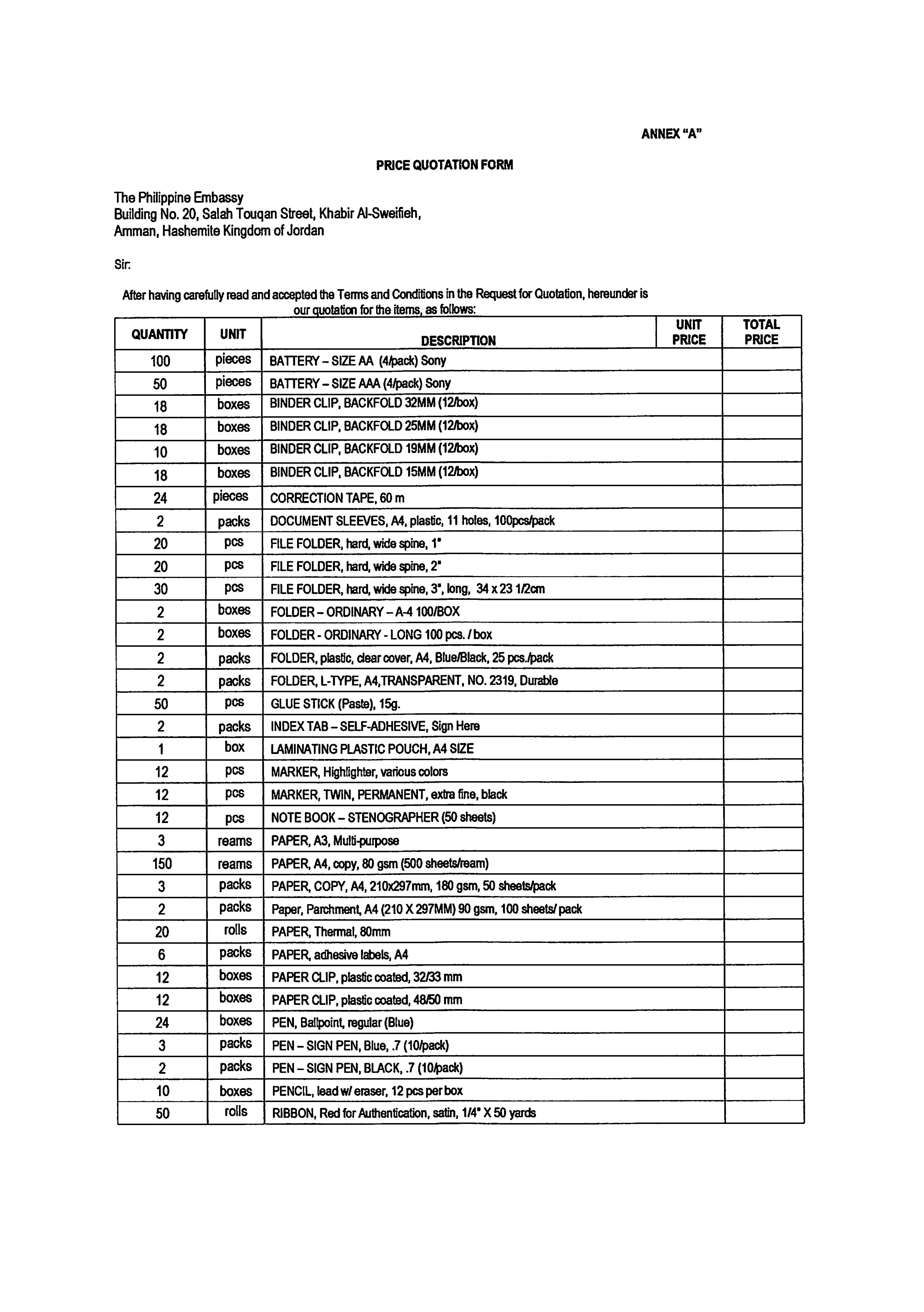 Request for Quotation No. 6 Request for Quotation for Various Office Supplies Page 2