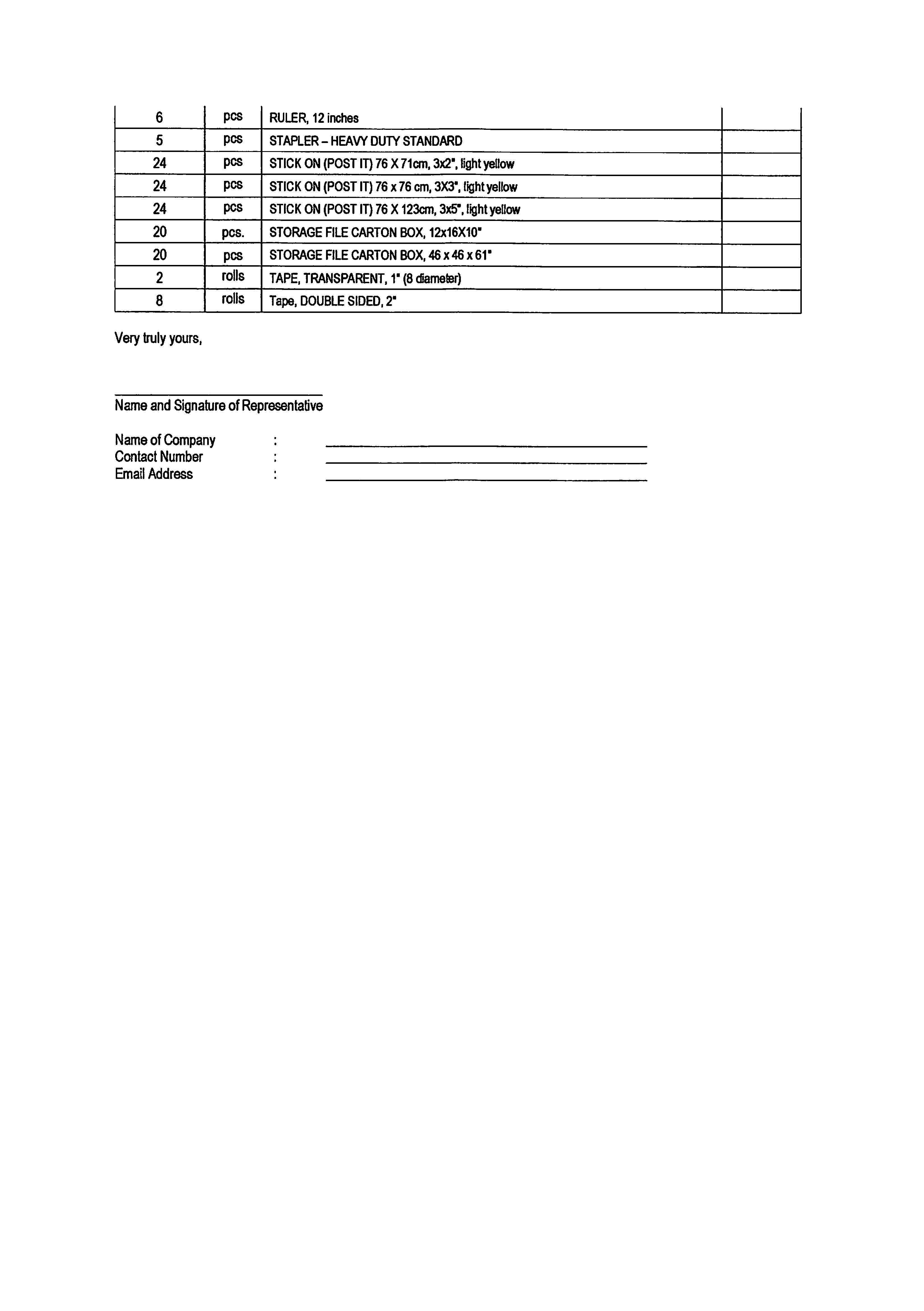 Request for Quotation No. 6 Request for Quotation for Various Office Supplies Page 3