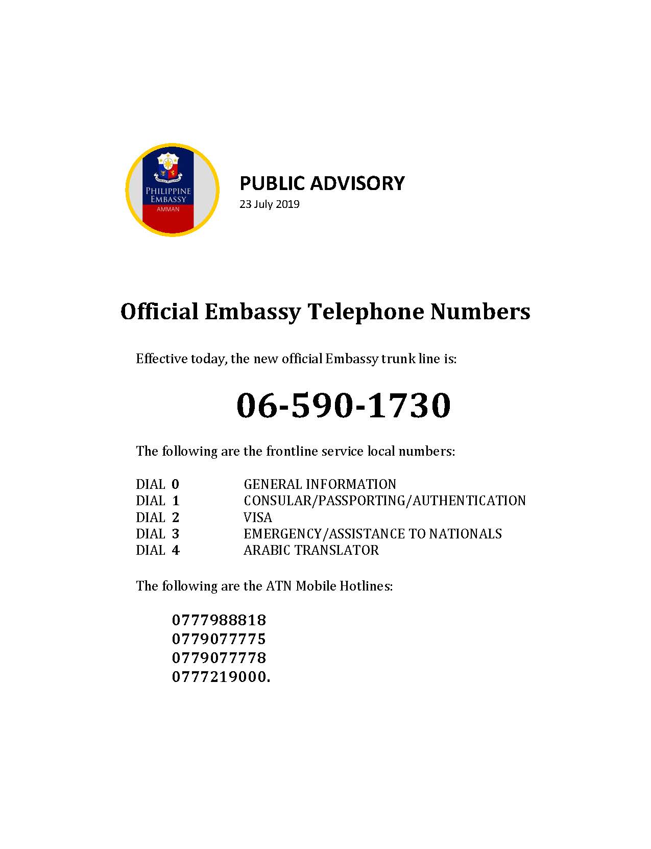 Public Advisory New Official Embassy Telephone Numbers.jpg