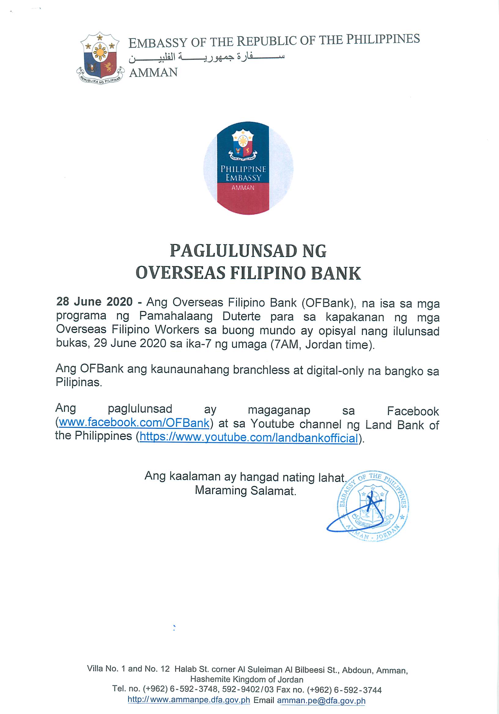 Public Advisory Paglulunsad ng Overseas Filipino Bank.jpg